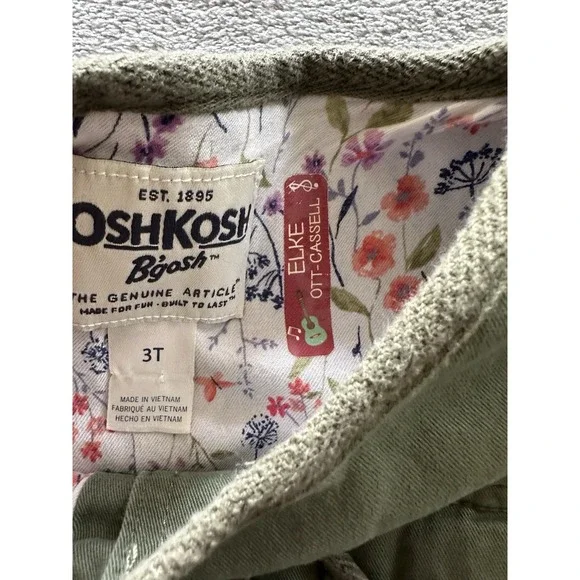 OshKosh B'gosh Jacket Baby Girl 3T Long Sleeve Green Button 100% Cotton Military - Picture 5 of 6